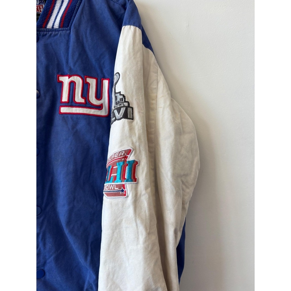 New York Giants Jacket Mens XL Blue White NFL Football Super Bowl Champions - Picture 4 of 10